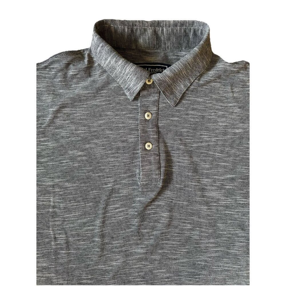 Paul Fredrick Short Sleeve Knit Polo Shirt Men's Size XL Black/White 100% Cotton